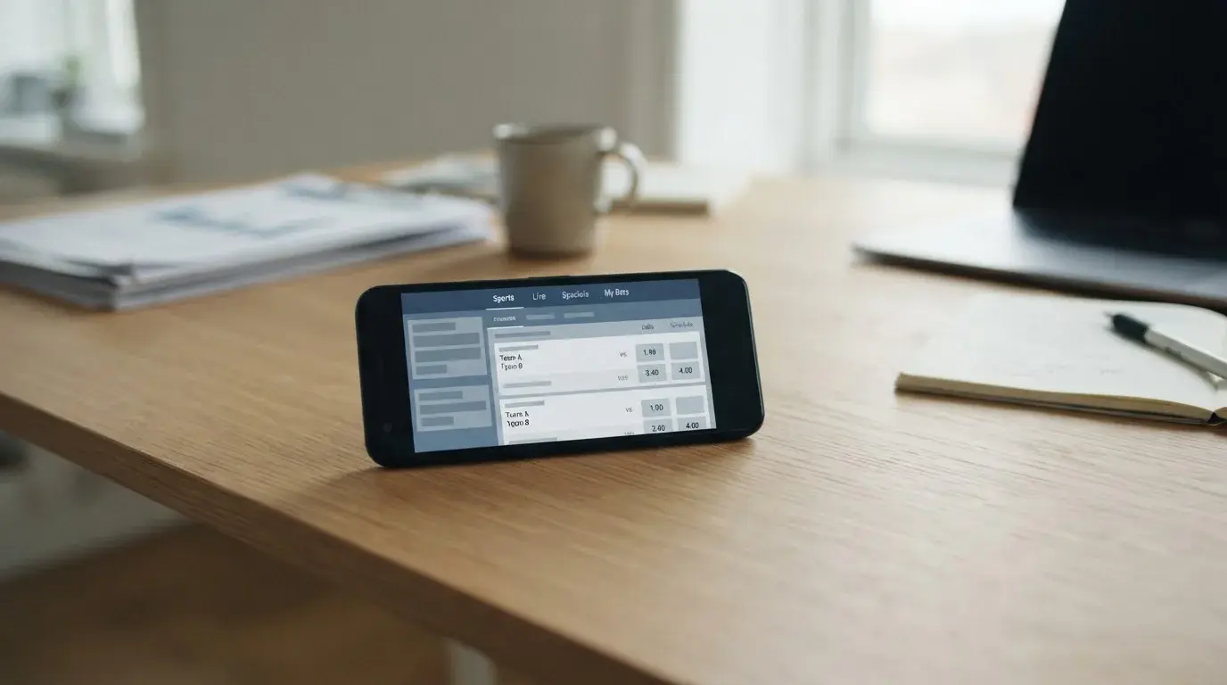 Android-Smartphone mit neutraler Sportwetten-App auf dem Display