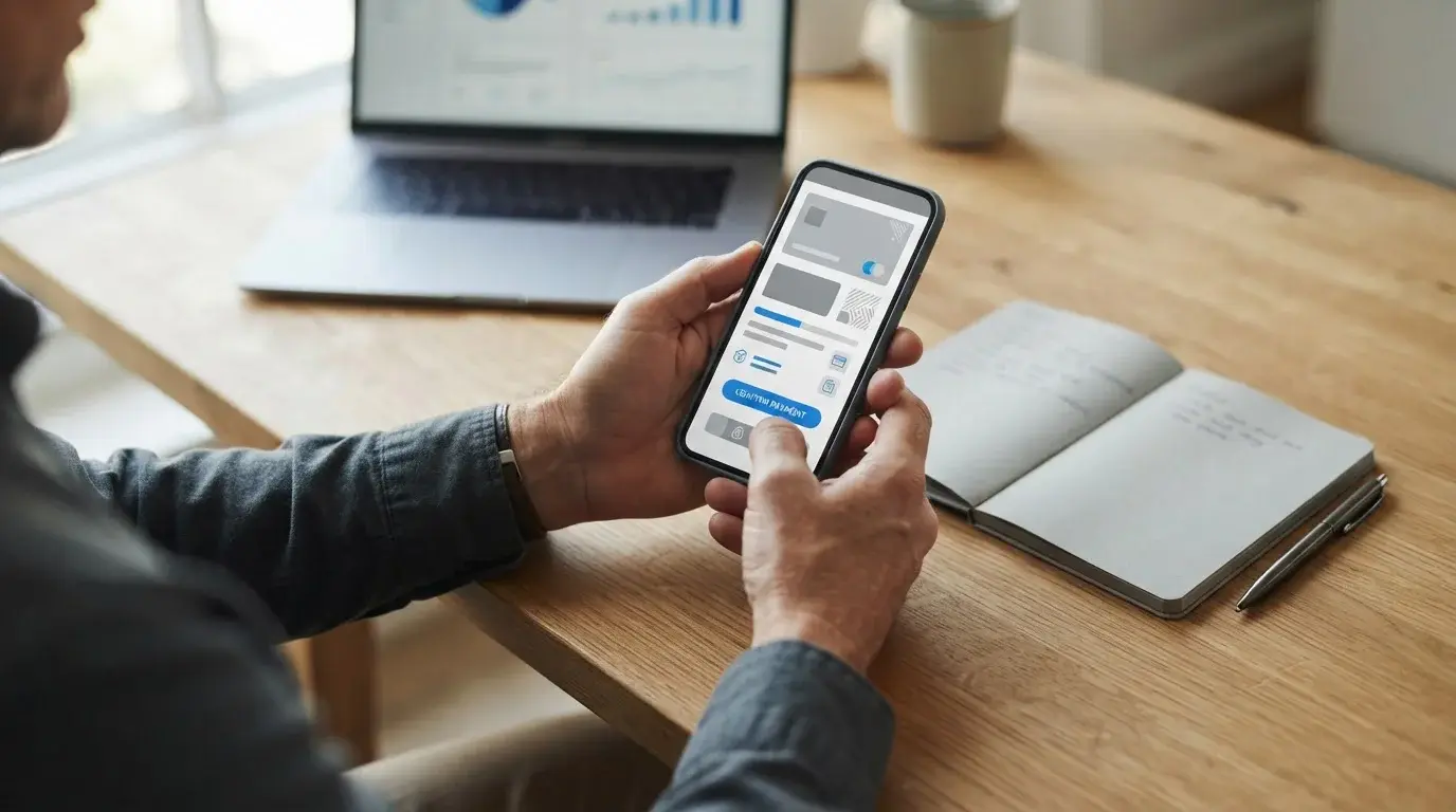 Person nutzt PayPal für sichere Einzahlung bei lizenziertem Wettanbieter