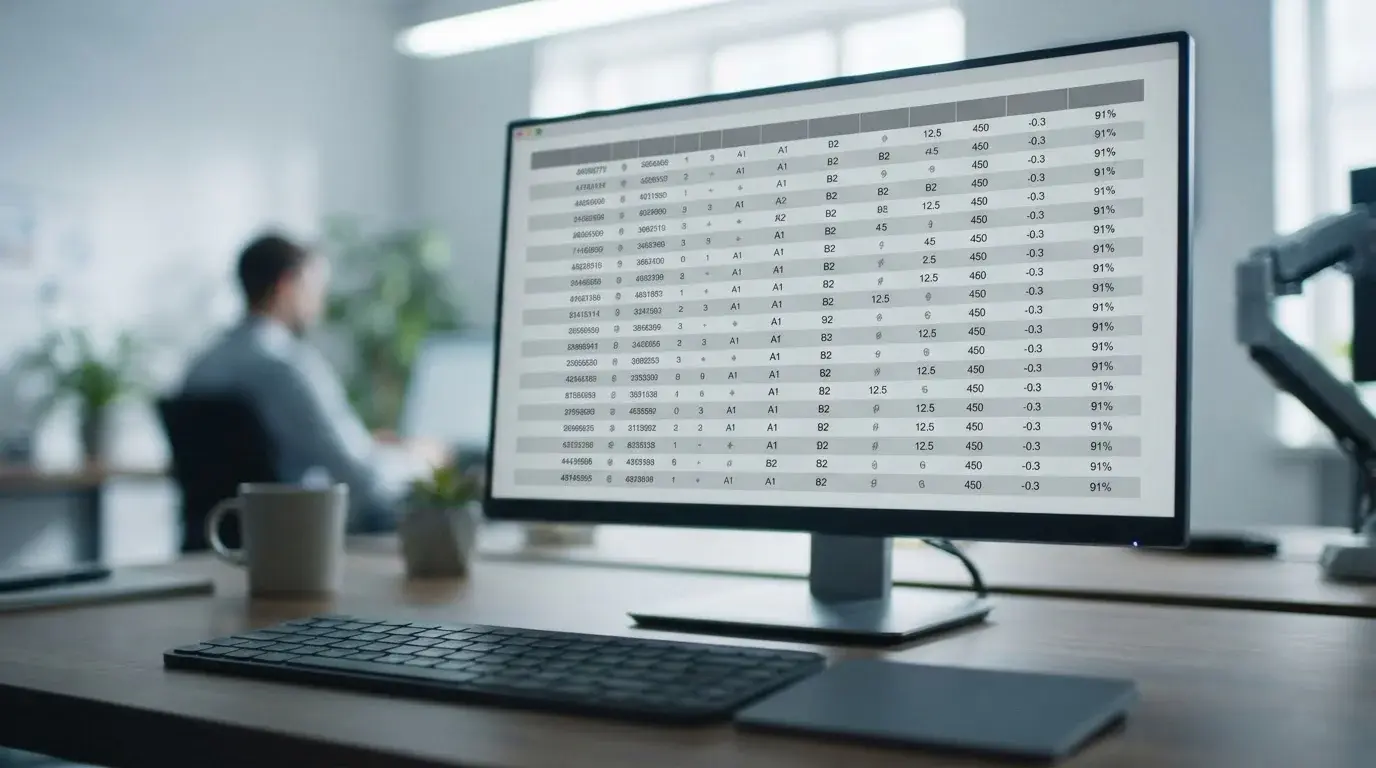 Vergleichstabelle mit abstrakten Datenreihen auf Monitor