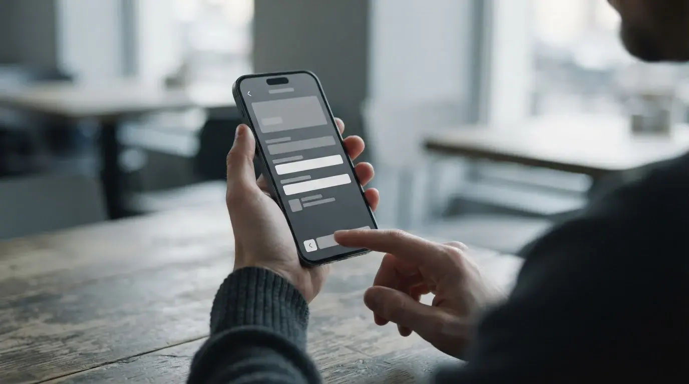 Hand mit Smartphone bei mobiler Zahlung mit neutraler Eingabemaske