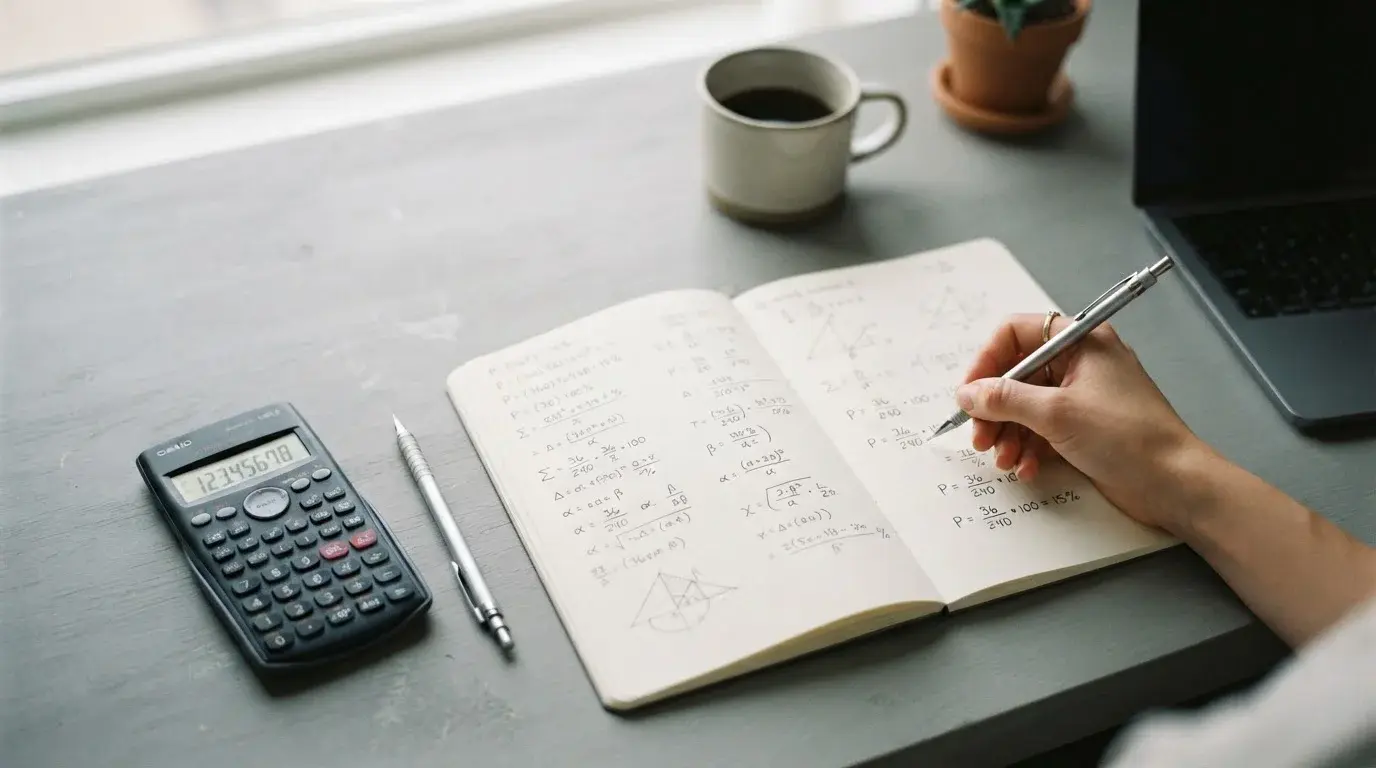 Taschenrechner und handschriftliche Berechnungen zur Wettquoten-Analyse