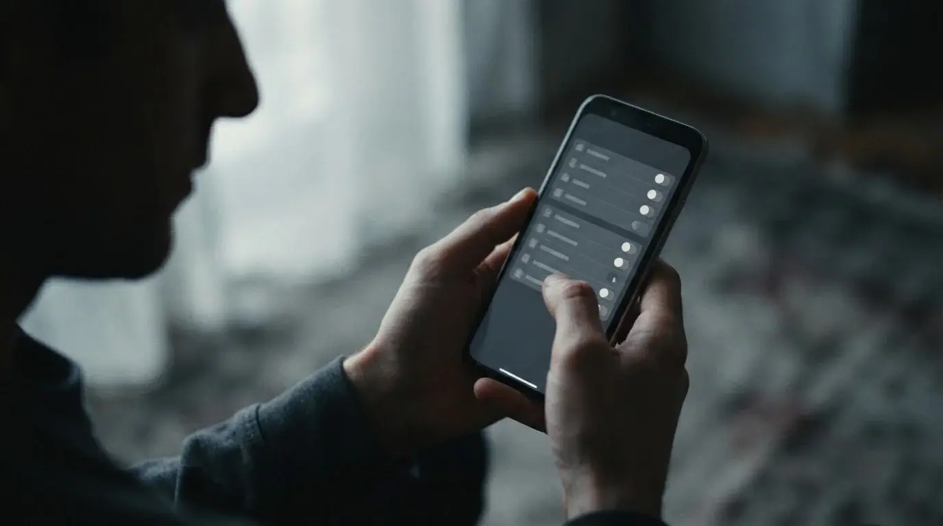 Person überprüft Spielerschutzeinstellungen auf einem Mobilgerät