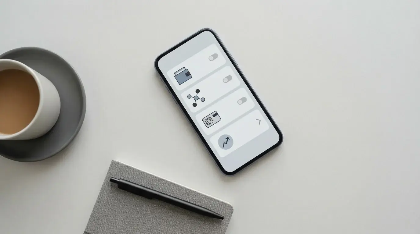Verschiedene digitale Zahlungsoptionen auf einem Smartphone-Display